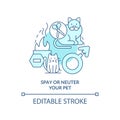 Spay and neuter pet turquoise concept icon