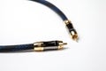 Spdif digital audio coaxial cable on white Royalty Free Stock Photo