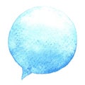 Speak blue bubble watercolor. Design element. Hand drawn speech.