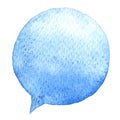 Speak blue bubble watercolor. Design element. Hand drawn speech.