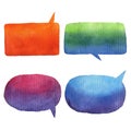 Speak bubbles watercolor icons set raster. Royalty Free Stock Photo