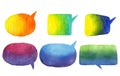 Speak bubbles watercolor icons set raster.