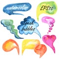 Speak bubbles watercolor set Royalty Free Stock Photo