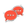 Speak chat sign icon in comic style. Speech bubbles cartoon vector illustration on white isolated background. Team discussion