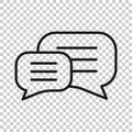 Speak chat sign icon in flat style. Speech bubbles vector illustration on white isolated background. Team discussion button