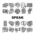 Speak Conversation And Discussion Icons Set Vector