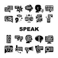 Speak Conversation And Discussion Icons Set Vector