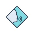 Color illustration icon for Speak, convey and person