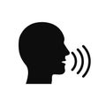 Speak icon, talk or talking person sign, speech icon for interview, interact and talks controls, man with open mouth Ã¢â¬â stock