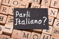 Speak Italian Question On Letter Wooden Blocks Royalty Free Stock Photo