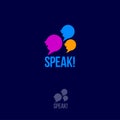 Speak logo. Language school logo. Chat logo. Community emblem. Bubble as face. Royalty Free Stock Photo