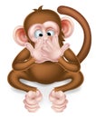 Speak No Evil Cartoon Wise Monkey Royalty Free Stock Photo