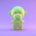 Speak No Evil Monkey Cartoon Royalty Free Stock Photo