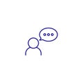 Speak voice person line icon. Man speech talk sound