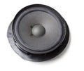 Speaker of an acoustic system - an audio for playing music in a car interior on a white isolated background in a photo studio. Royalty Free Stock Photo