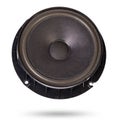 Speaker of an acoustic system an audio for playing music in a car interior on a white isolated background in a photo studio. Spare Royalty Free Stock Photo