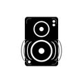 Speaker amplifier noise melody sound music silhouette style icon Royalty Free Stock Photo