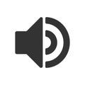 Speaker audio icon. Volume voice control on off mute symbol. Flat application interface sound sign button. Vector illustration. Royalty Free Stock Photo