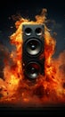 The speaker blazes with a fiery passion, merging music and flames seamlessly. Royalty Free Stock Photo