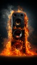 The speaker blazes with a fiery passion, merging music and flames seamlessly. Royalty Free Stock Photo