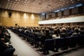 Speaker at Business Conference and Presentation. Audience at the conference hall, Back view of audience in the conference hall, AI Royalty Free Stock Photo