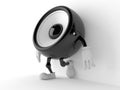 Speaker character leaning on wall on white background Royalty Free Stock Photo
