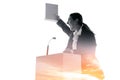 Speaker, coach or chairwoman during politician speech on white background Royalty Free Stock Photo