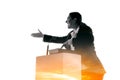 Speaker, coach or chairwoman during politician speech on white background Royalty Free Stock Photo