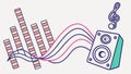 Speaker Emitting Music Notes with Audio Visualizer, vector design Generative AI Royalty Free Stock Photo