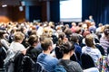 Speaker giving presentation on scientific business conference. Royalty Free Stock Photo