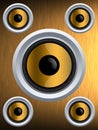 Speaker on a gold metal texture