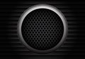 Speaker gray circle mesh on shutters dark design background texture vector.