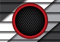 Speaker gray red circle mesh design modern background texture vector.