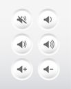 Speaker Icon Vector. Volume up and down. Mute volume. Royalty Free Stock Photo