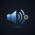 Speaker icon in a digital style, featuring a blue gradient. The icon has sound wave lines extending Royalty Free Stock Photo