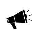 Speaker icon. Loud announce. Loudspeaker sign. Shout in megaphone. Bullhorn alert. Noise speaker. Speak news announcement. Loud so Royalty Free Stock Photo