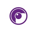 Speaker icon. Music, sound, voice, broadcast. Purple round volume sign