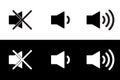 Speaker icon set. Flat sound speaker music icon symbol set black and white. Megaphone icon set. Realistic speaker or sound icon on