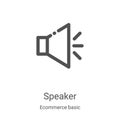 speaker icon vector from ecommerce basic collection. Thin line speaker outline icon vector illustration. Linear symbol for use on