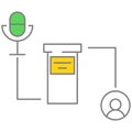 Speaker icon vector tribune, microphone and person flat design