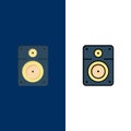 Speaker, Loud, Music, Education  Icons. Flat and Line Filled Icon Set Vector Blue Background Royalty Free Stock Photo