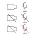 Speaker, Mic and Video Camera related icons. Basic icons for Video Conference, Webinar and Video chat