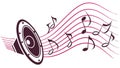 Speaker and Musical Notes Waveform Vector Graphic, vector design Generative AI Royalty Free Stock Photo