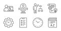 Speaker, Online education and Cogwheel icons set. Time management, Checklist and Vocabulary signs. Vector