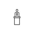 Speaker orator man line icon