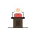 Speaker, Person, Presentation, Professional, Public, Seminar, Speech  Flat Color Icon. Vector icon banner Template Royalty Free Stock Photo