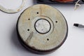 Speaker repair, disassembled speaker. High-frequency speaker 6GDV-7-16 on white background. A component of a three-way speaker