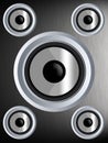 Speaker on a silver metal texture