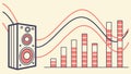 Speaker with Sound Waves and Audio Bar Chart, vector design Generative AI Royalty Free Stock Photo