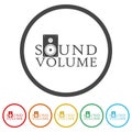 Speaker sub woofer icon. Set icons in color circle buttons Royalty Free Stock Photo